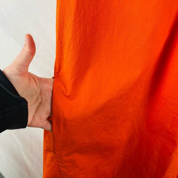 Eileen Fisher Short-Sleeve Poplin Orange Organic Cotton‎ Collared Shirt Dress XS - Picture 4 of 10